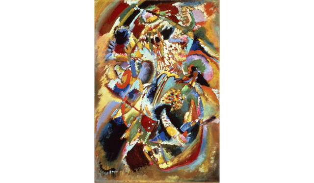 ワシリー・カンディンスキー《「E.R.キャンベルのための壁画No.4」の習作（カーニバル・冬）》　1914年　宮城県美術館蔵