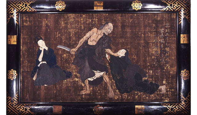 <strong>『はじまりは国芳―江戸スピリットのゆくえ』</strong>　国芳は安政2年、吉原の妓楼・岡本楼の依頼を受けて、浅草寺に奉納するため、浅茅が原の一ツ家の鬼女伝説で取材したこの巨大な絵馬を描いた。迫真の描写が当時大きな話題となり、翌年にはこの絵馬をもとにした「生人形」の見世物興業が浅草奥山で行われ、人気を博した。　歌川国芳（一勇斎）「一ツ家」、安政2年(1855)、228.2×372.0cm、顔料・板・額、金龍山浅草寺蔵