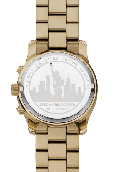 <strong>MICHAEL KORS│マイケル・コース</strong>　ニューヨーク限定時計　フェイス裏には象徴する風景のスカイラインがグラフィックで刻まれた