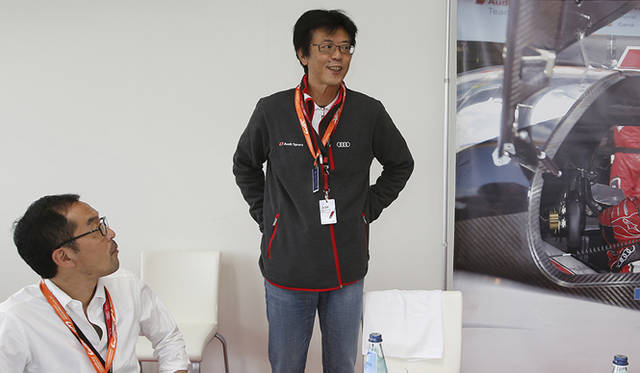 大喜多 寛 アウディ ジャパン代表取締役社長との昼食会より　左は小川フミオ氏