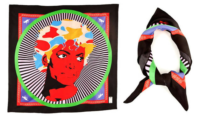 <strong> A Three Legged Dog</strong>　「ATLD」 MJ(Michael Jackson) Silk twill scarf 2万7090円（90×90cm）