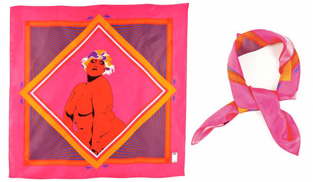 <strong> A Three Legged Dog</strong>　「ATLD」 BETTY(Beth ditto：GOSSIP) Silk twill scarf 2万7090円（90×90cm）