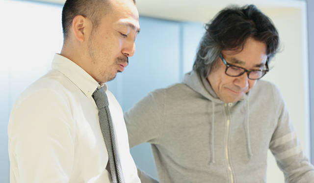  From the left LOOPWHEELER founder, satoshi Suzuki and RUMORS director Hiroyuki Matsumoto