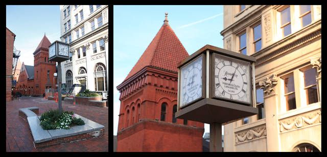 <strong>HAMILTON｜ハミルトン</strong>　<br />ランカスター市内、ペン広場に残るハミルトンの時計台。1930～40年代にハミルトン社から広場へ寄贈されたもので、4つの同期電動機（シンクロナス・モーター）で駆動している。当時、ハミルトン社では大きな掛時計はほとんど作っていなかったため、ハミルトン製の公共時計で現存するものとしては珍しい。