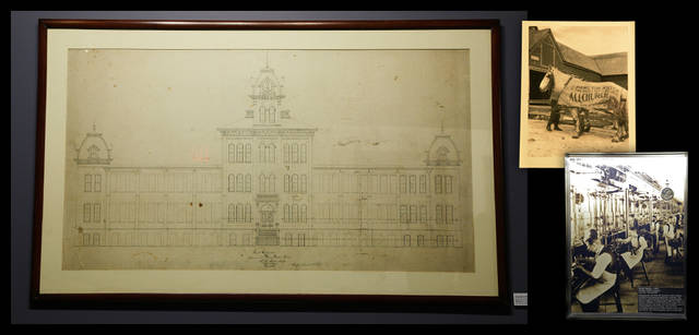 <strong>HAMILTON｜ハミルトン</strong>　<br />左／ハミルトン工場のスケッチ図。いまでも変わらない姿がランカスターに残っている。右上／馬につけられているのはハミルトンの広告。右下／工場内部と、工場で働いていた従業員たちのようす。広大な工場だった。