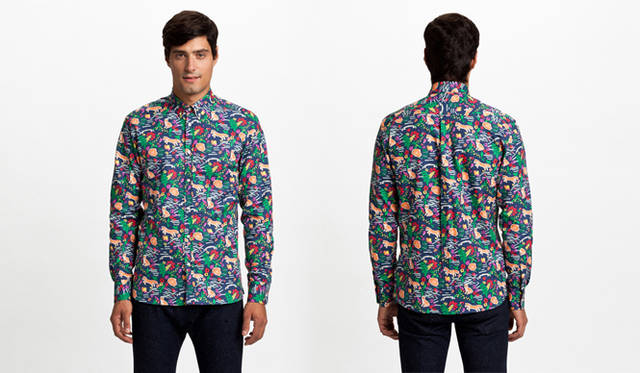 <strong>「ペルノアブサン メゾン キツネ リミテッド エディション」</strong>　ABSINTHE PRINTED MAN SHIRT／MULTICOLOR／3万1500円
