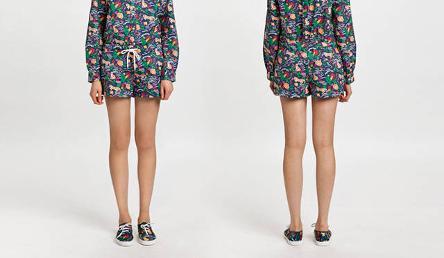 <strong>「ペルノアブサン メゾン キツネ リミテッド エディション」</strong>　ABSINTHE PRINTED WOMAN SHORT PANT／MULTICOLOR／2万8350円