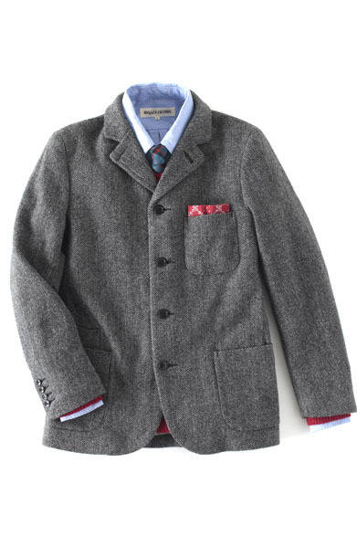 　ツイードジャズメンジャケット2万4990円、ニット7980円、シャツ7140円（ラギッドファクトリー[アナザーサイドスクエア]／阪急メンズ東京）