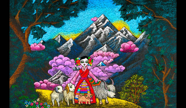 <strong>ISETAN｜伊勢丹</strong>　藤田理麻「光～Kirana～」新作絵画展　Sunrise （オイルパステル／32.5×50.0cm） ©Rima Fujita 2012