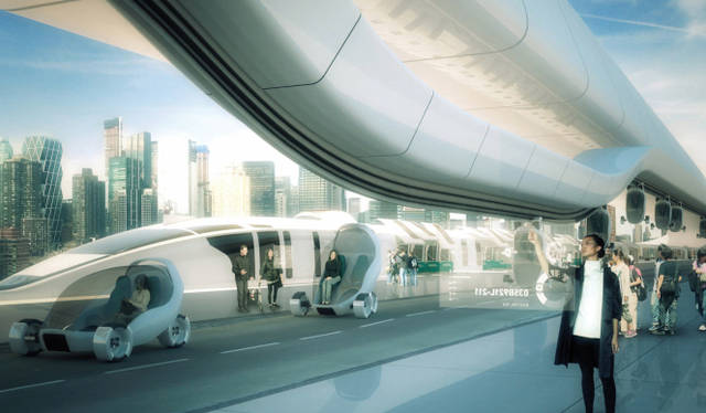 <strong>Audi Urban Future Initiative｜アウディ アーバン フューチャー イニシアティブ</strong><br />ボストン ワシントン エリアを題材としたへヴェラー＆ユーン アーキテクチャー（Höweler + Yoon Architecture）のイメージ画像　束状に集約された交通機関