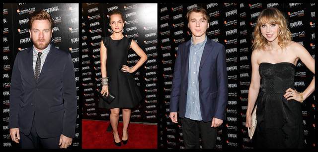 <strong>HAMILTON｜ハミルトン</strong><br />左から／プレゼンターとして登場した俳優 ユアン・マクレガー、映画『アメリカン・パイ』や『アメリカン・ビューティ』で知られる女優のミーナ・スヴァーリ、俳優ポール・ダノ、脚本賞を受賞したゾーイ・カザン。