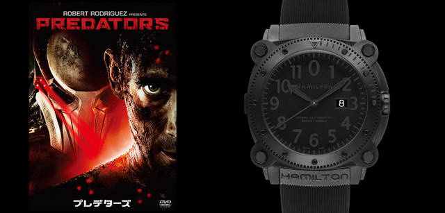 <strong>HAMILTON｜ハミルトン</strong><br />SFアクション映画としてヒットした『プレデターズ』や『グリーンランタン』では、カーキ ビロウゼロが採用された。カーキ ビロウゼロ 1000（ステンレススチールケース・ケース径46mm、100気圧防水、機械式自動巻き、ブラックラバーストラップ） H78585333  18万9000円<br />ブルーレイ＆DVD 好評発売中　20世紀FOX ホームエンターテイメント