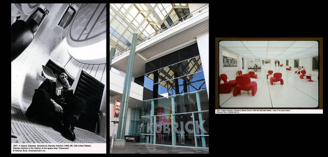 <strong>HAMILTON｜ハミルトン</strong><br />「たとえば『2001年　宇宙の旅』ではスタンリー・キューブリック監督に依頼されて、その世界観にふさわしい時計をハミルトンのチームがデザインして開発しました。このようなコラボレーションをすることはしばしばあり、その過程を通してハミルトンのクリエイティビティも刺激を受けてきました。私たちにとってもハリウッドのクリエイターたちと協力することで、斬新なアイデアやデザインのインスピレーションを得ることができるのです」。（シルバン・ドラ）　左から／スタンリー・キューブリック監督、BTCとおなじ時期にロサンゼルスカウンティ美術館（LACMA）では「スタンリー・キューブリック回顧展」がおこなわれた、『2001年 宇宙の旅』の1シーン。