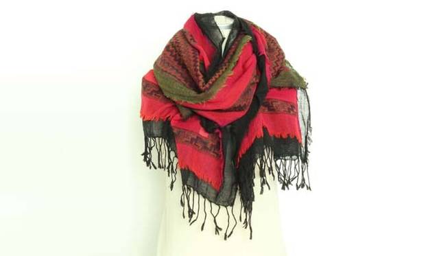 <strong>ahujasons｜オージャソン</strong>　ウールショール／ウールボイルカッティング　FUSHIA／PINK　1万5750円