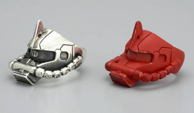 <strong>STRICT-G｜ストリクト ジー</strong>　STRICT-G×JAM HOME MADEコラボレーション　シャアザク フェイスリング（シルバー2万5200円、カーキ2万6250 円） ©SOTSU・SUNRISE