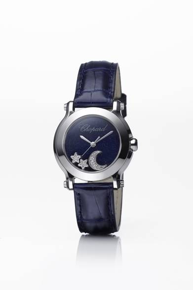 <strong>Chopard│ショパール</strong>　ハッピースポーツ クリスマス スペシャル エディション2012　SS×ダイヤモンド×ブルーサファイア、クォーツ、ケース径30mm、アリゲーターストラップ　44万7750円