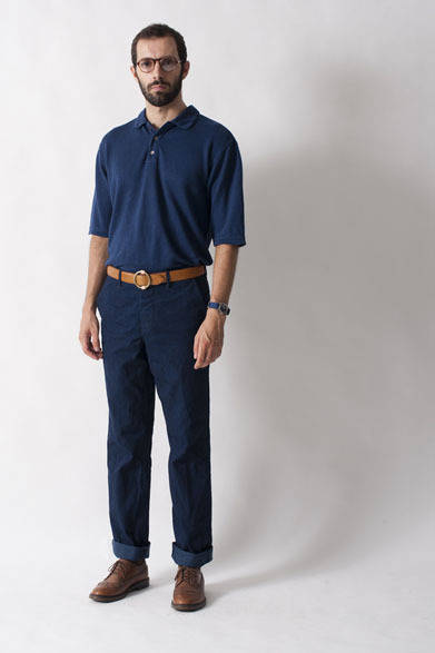 <strong>FUJITO｜フジト</strong>　2013春夏コレクション　Half Sleeve Polo Shirts1万5750円、Wide Trousers2万4150円、Leather Ring Belt1万2600円