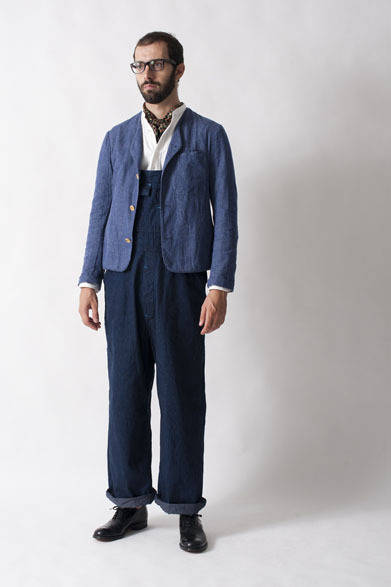 <strong>FUJITO｜フジト</strong>　2013春夏コレクション　No Collar Jacket2万9400円、Stand Coller Shirts1万8900円、Over All2万9400円