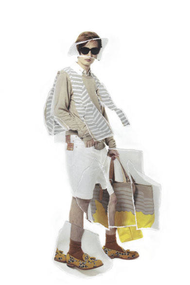 <strong>doublet｜ダブレット</strong>　2013春夏コレクション　プルオーバー 3万3600円、シャツ 2万6250円、パンツ 2万5200円、バッグ 3万9900円、シューズ 6万900円