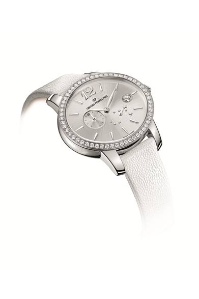 ムーブメント│自動巻きジラール・ペルゴ社製GP03300-0070 キャリバー11½<br />石数│27石<br />ケース│直径37.95×32.95mm　56個のダイヤモンド（総計約1.08ct）がセットされたステンレススティールケース<br />防水性│3気圧<br />パワーリザーブ│46時間<br />発売予定｜2013年 初旬<br />販売価格｜未定<br /><br />ジラール・ペルゴ／ソーウィンド ジャパン<br />Tel. 03-5211-1791<br />http://www.gp-japan.co.jp/