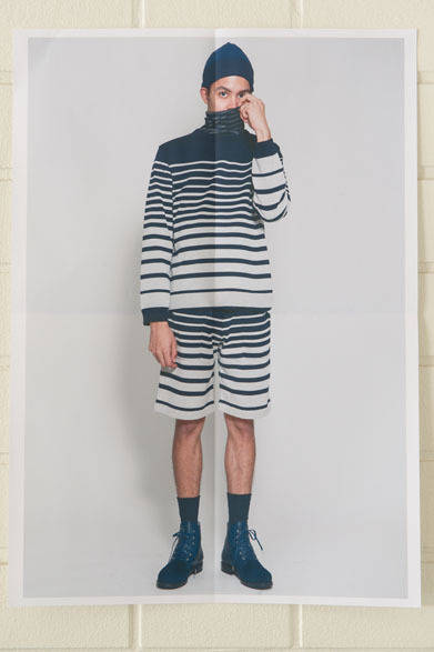 <strong>DISCOVERED｜ディスカバード</strong>　2013春夏コレクション　MULTI BORDER KNIT2万3940円、HI NECK BORDER CUTSAW1万6800円、MULTI BORDER SHORTS2万2050円、COTTON RIB CAP6300円、SOCKS2940円、6HOLL BOOTS4万6200円