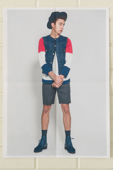 <strong>DISCOVERED｜ディスカバード</strong>　2013春夏コレクション　THREE TONES CUTSAW1万4700円、SUIT SHORTS1万9950円、MOUNTAIN HAT1万500円、6HOLL BOOTS4万6200円