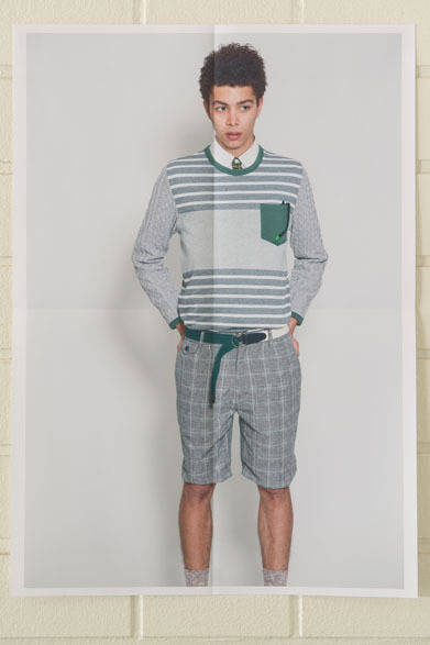 <strong>DISCOVERED｜ディスカバード</strong>　2013春夏コレクション　KNIT SLEEVE BORD1万8900円、PLANE SHIRT1万6800円、GLEN CHECH2万2050円