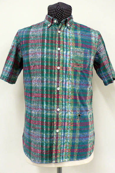 <strong> BEATITUDE｜ビアティチュード</strong>　2013春夏コレクション　オーバープリントボタンダウン半袖シャツ1万8900円