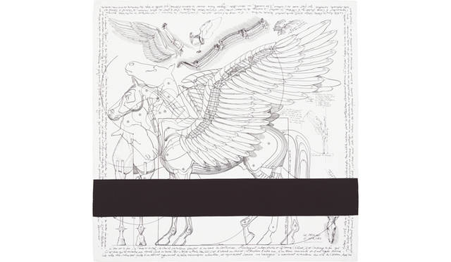 <strong>HERMÈS × COMME des GARÇONS｜エルメス× コム デ ギャルソン</strong>　“コム デ カレ” ブラック＆ホワイト 「エルメスのペガサス」5万4600円 © Studio des Fleurs