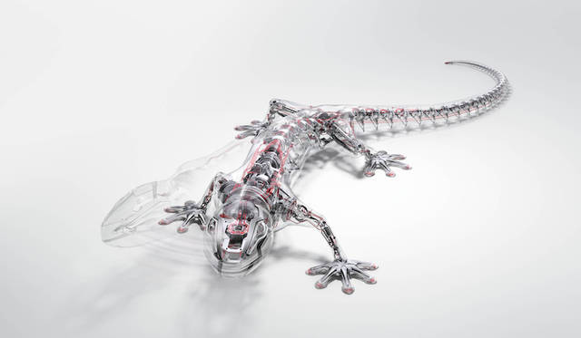 クワトロのイメージキャラクター、ヤモリ（gecko）。内部にはクワトロが