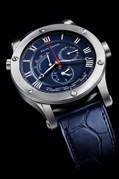 <strong>RALPH LAUREN｜ラルフ ローレン</strong><br />「スポーティングコレクション ワールドタイム スティール モデル」83万3700円、5月発売予定