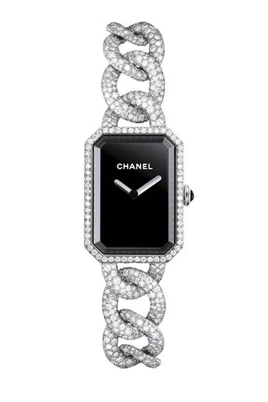 <strong>CHANEL｜シャネル</strong>　「プルミエール」[18KWG×ダイヤモンド×ブラックラッカー（文字盤）×オニキス（リューズ）]、ケースサイズ[20×28×6.6mm]、クォーツ、30m防水、2003万4000円（予価）　※2013年4月1日発売予定
