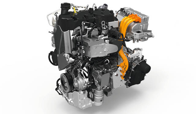 0.8リッター2気筒ターボディーゼルエンジンと、電気モーター、DSG