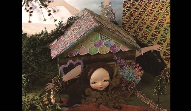 <strong>ART│清川あさみ『こども部屋のアリス』絵本原画展</strong>　新作『こども部屋のアリス』より｢アリス・煙突・トカゲ｣