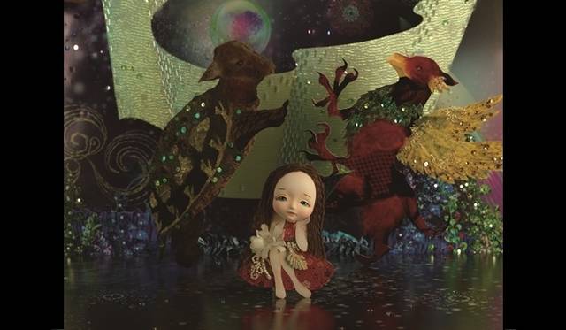 <strong>ART│清川あさみ『こども部屋のアリス』絵本原画展</strong>　新作『こども部屋のアリス』より｢エビ踊りをするグリフォンとウミガメもどき｣