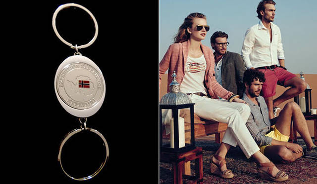 <strong>プジョーとナパピリのコラボカー「Peugeot 3008 NAPAPIJRI」誕生キャンペーン</strong>　左／キーリング（表）