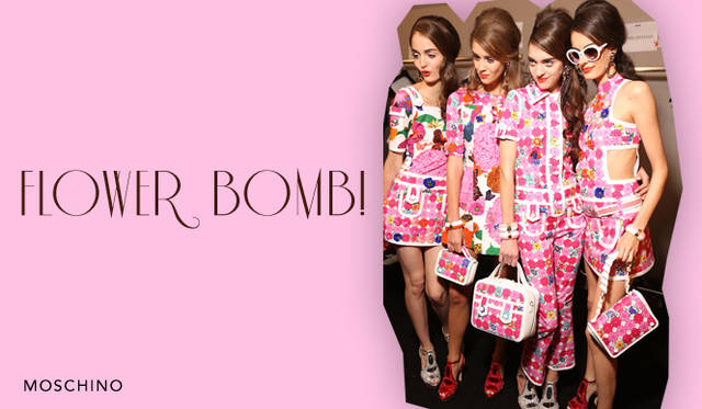 <strong>スタイルが躍動する、フラワープリント百花繚乱！</strong><br />春夏シーズンらしいフラワープリントも、今季のパターンコンシャスなトレンドにしたがいパワーアップ！　今年は繊細な小花柄ではなく、大胆に描かれた躍動感のあるフラワーパターンをセレクトしたい。また、プリントだけでなくレースやフリルで形づくられる立体的なフラワーモチーフもお目見え。これまでにない新鮮なアプローチは、より今年らしいスタイルをかなえてくれるだろう。<br /><br />MOSCHINO（モスキーノ）
