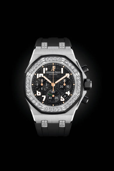 「ロイヤル オーク オフショア・グランド コンプリカシオン」自動巻き、チタンケース（ベゼル＆リュウズ＆クロノボタンはセラミック製）、世界限定3本、6300万円（予価）。6月発売予定