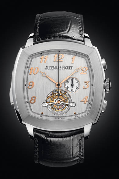 「ロイヤル オーク オフショア・グランド コンプリカシオン」自動巻き、チタンケース（ベゼル＆リュウズ＆クロノボタンはセラミック製）、世界限定3本、6300万円（予価）。6月発売予定
