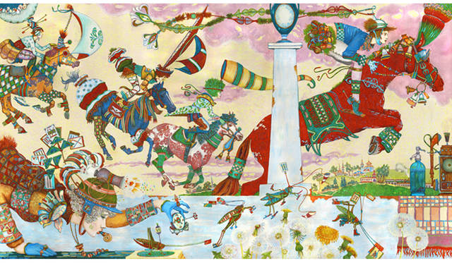 やました はつき／《曼珠沙華》／2012／アクリルガッシュ・ジェッソ・鉛筆・キャンバス／27.3ｘ19cm／GALLERY KUGO