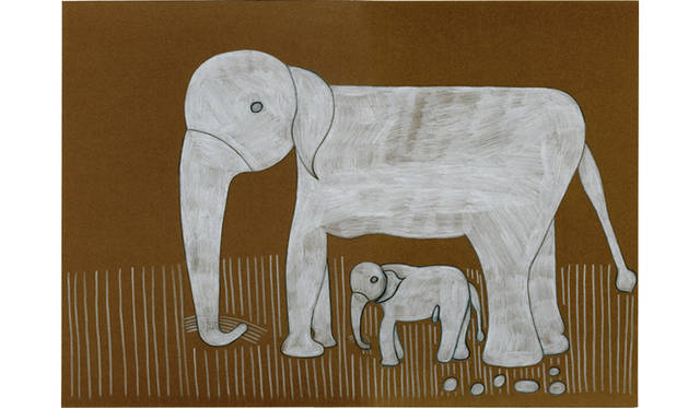 寺井良介／《ぞう兄弟》／2012／鉛筆、色鉛筆／厚紙／36.4×51.5cm／©atelier incurve／ギャラリー インカーブ｜京都