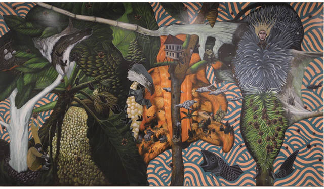 <strong>アートフェア東京2013｜ディスカバー・アジア</strong>　Rodel Tapaya／《The Early Bird Catches the Worm》／2012／acrylic on canvas／245 ｘ417cm／courtesy of Y++ | Wada Fine Arts