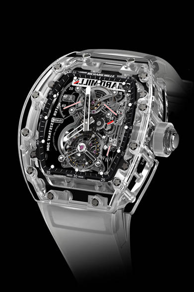 <strong>RICHARD MILLE｜リシャール・ミル</strong>「RM56-01 トゥールビヨン サファイヤクリスタル」手巻き、サファイヤクリスタルケース、世界限定5本、1億6485万円（予価）。日本入荷未定