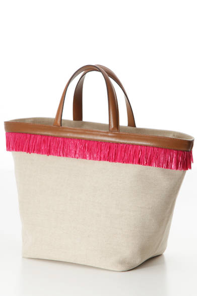 <strong>J&M DAVIDSON｜J&M デヴィッドソン</strong> 上部に発色のよいラフィアがついた新型「L CABA WITH RAFFIA」 [W48×H22×D29cm] 9万9750円