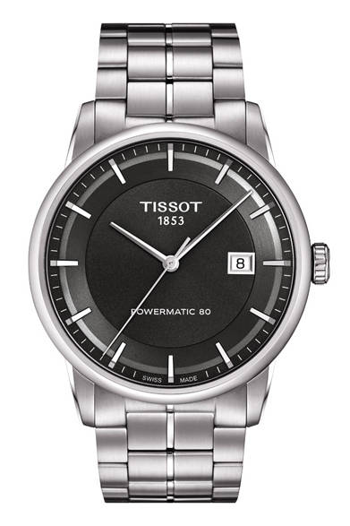 <strong>TISSOT│ティソ</strong><br />「ティソ ラグジュアリー オートマティック」自動巻き、アンスラサイトインデックス、 SSケース、ケースサイズ直径41mm、8万5050円