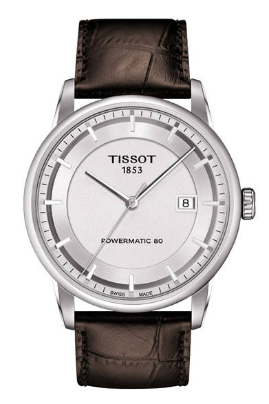 <strong>TISSOT│ティソ</strong><br />「ティソ ラグジュアリー オートマティック」自動巻き、シルバーインデックス、 SSケース、ケースサイズ直径41mm、ブラウンカーフレザー、7万9800円