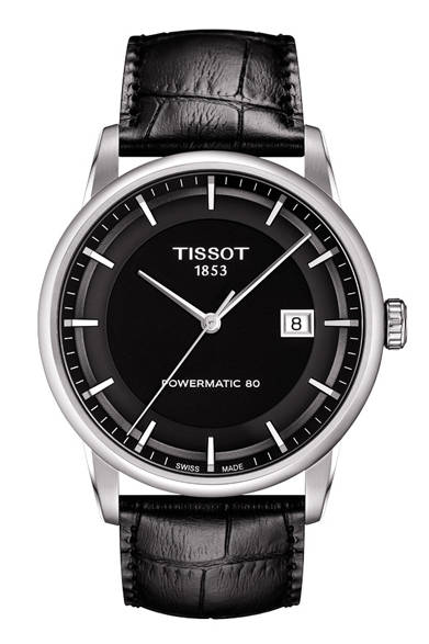 <strong>TISSOT│ティソ</strong><br />「ティソ ラグジュアリー オートマティック」自動巻き、ブラックインデックス、 SSケース、ケースサイズ直径41mm、ブラックカーフレザー、7万9800円