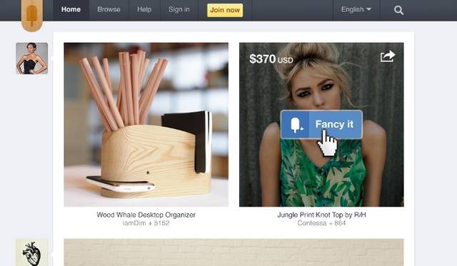 <strong>INTERVIEW｜Fancy Japan代表・矢田公作氏インタビュー</strong>　「Facebook」や「Twitter」「Google+」などのSNSと連動しており、気になった商品に「Fancyする（＝Fancy it）」ボタンを押すと、その情報が“友だち”に共有されるという仕組みだ