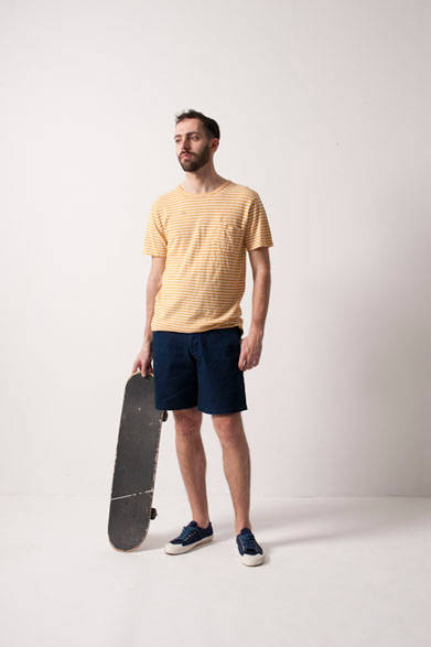 <strong>FUJITO｜フジト</strong>　 2013年夏コレクション　Border S/S Shirts7875円、Climbing Shorts1万6800円