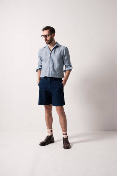 <strong>FUJITO｜フジト</strong>　 2013年夏コレクション　Open Coller Shirts1万8900円、Climbing Shorts1万6800円、Eye Wear2万3100円、Sox1890円